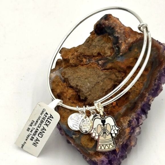 Alex and Ani Jewelry - Alex and Ani Silver Tone Faith Hope Angel Charm Bracelet Holiday Jewelry